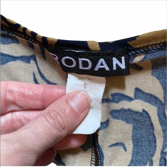 Rodan small boutique top shirt blouse flowy boho unique floral S - Picture 7 of 7